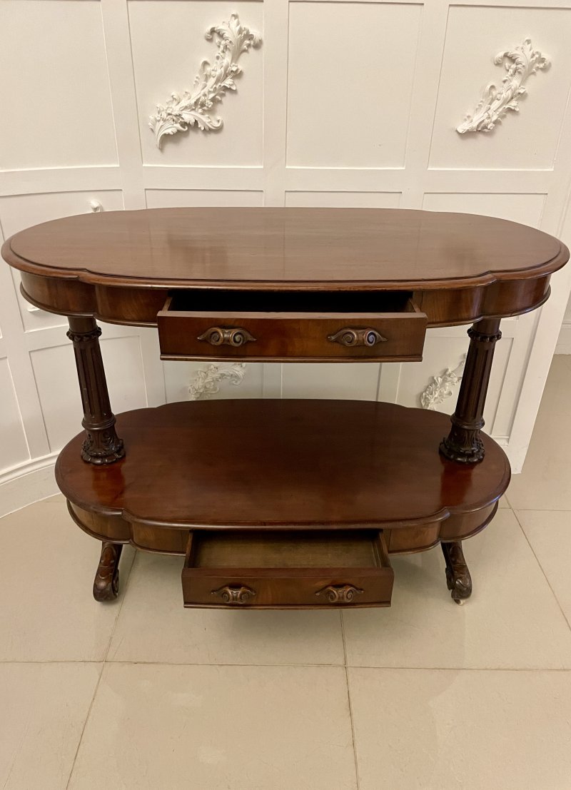 Large Antique Mahogany Oval Shaped Freestanding Serving/Console Table - Image 9